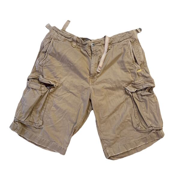 Vintage American Eagle Shorts Men 38 Cargo Khaki Longer Length Y2K Preppy Grunge - Picture 2 of 4